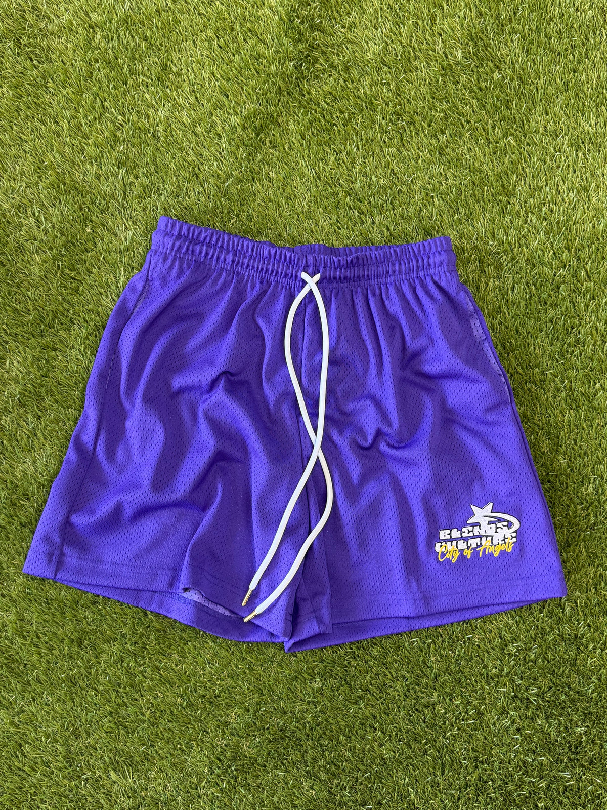 purple city of angels shorts
