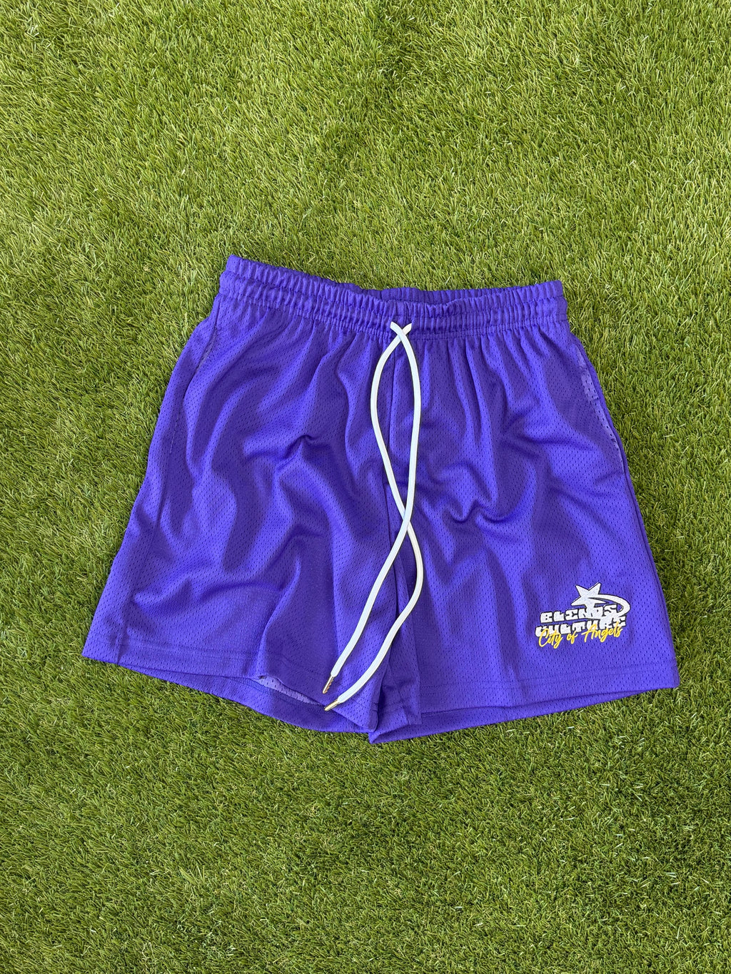 purple city of angels shorts