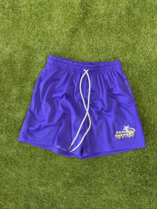 purple city of angels shorts